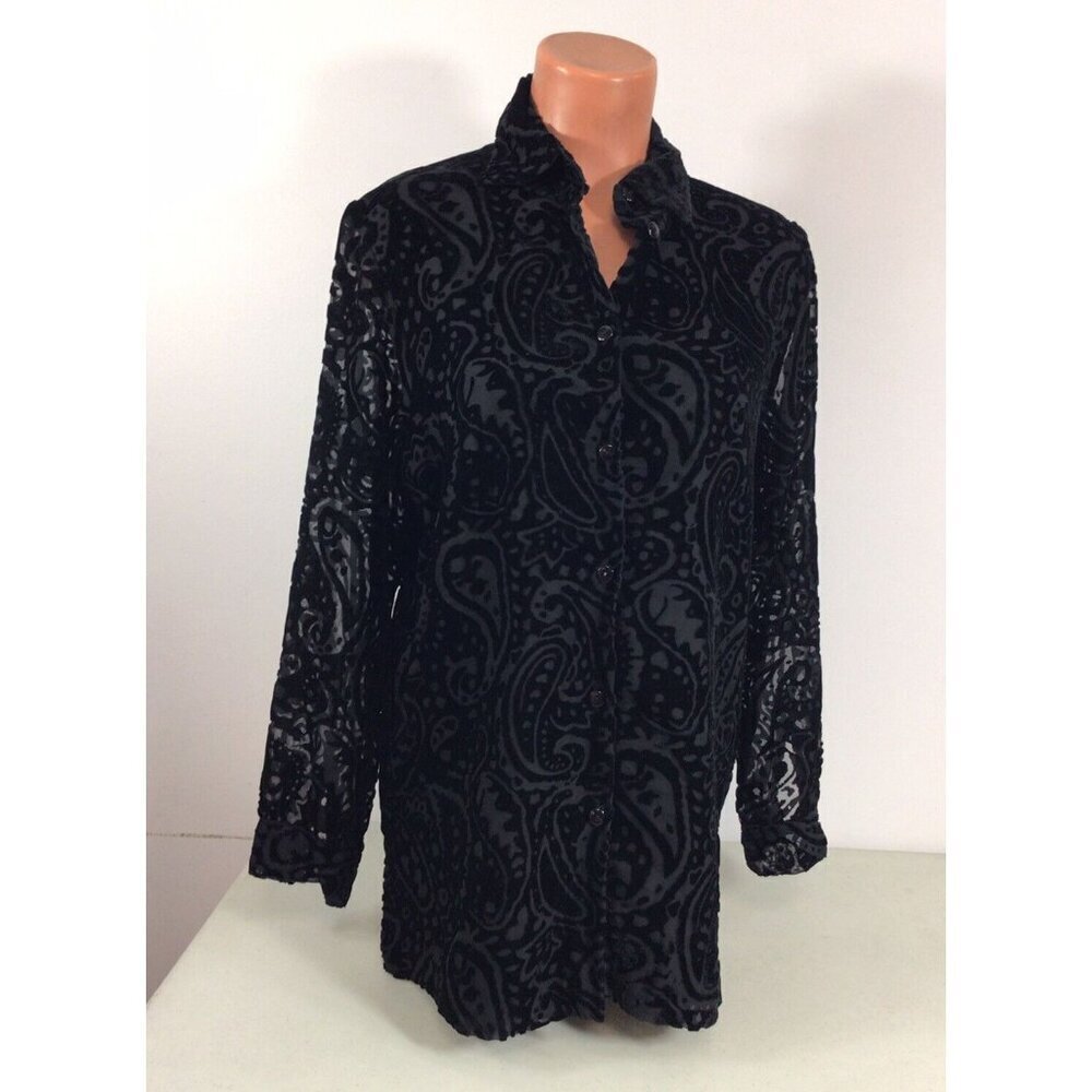 Anne Carson Velvet Blouse Top Womens Small